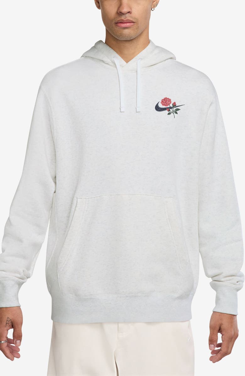 Nike Sportswear Club Embroidered Rose Swoosh Pullover Hoodie, Main, color, 