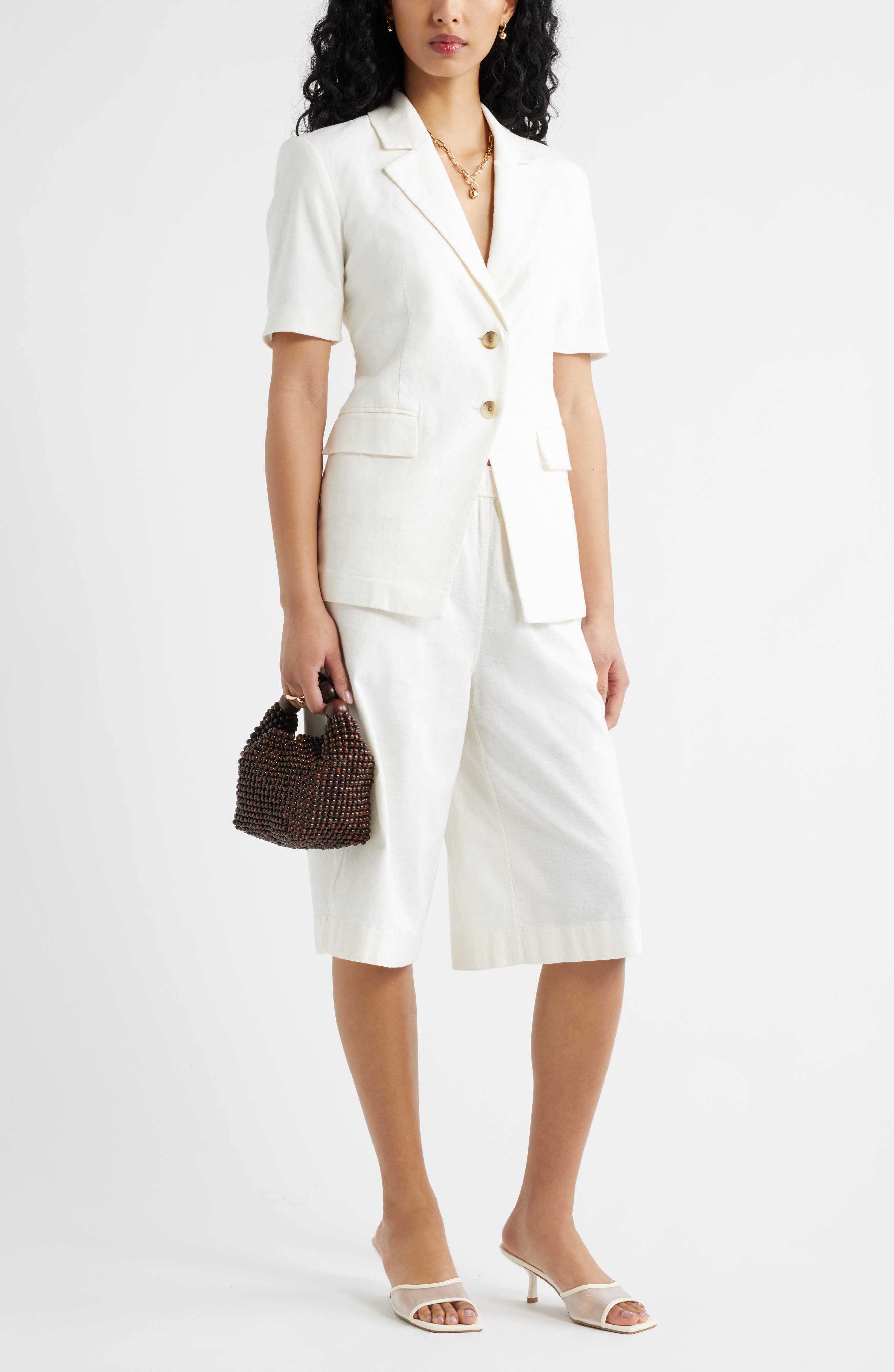 Short Sleeve Linen Blend Blazer - image 2