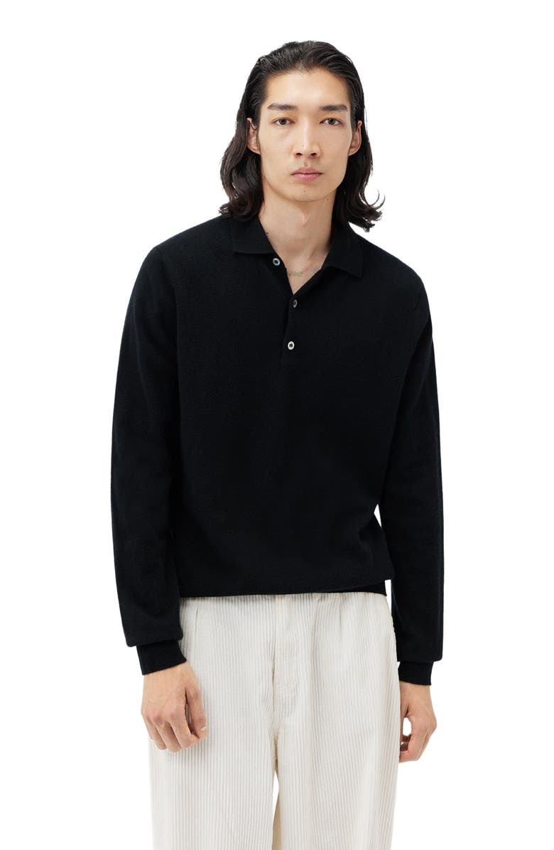 GOBI Mongolian Cashmere Essential Cashmere Polo Sweater, Alternate, color, Black