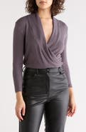 Renee C Surplice Long Sleeve Brushed Knit Top