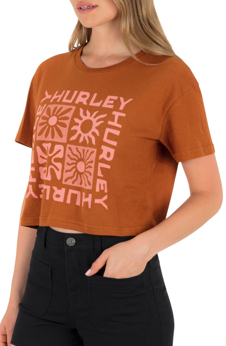 Hurley Botany Boxy Crop T-Shirt, Alternate, color, Leather Brown