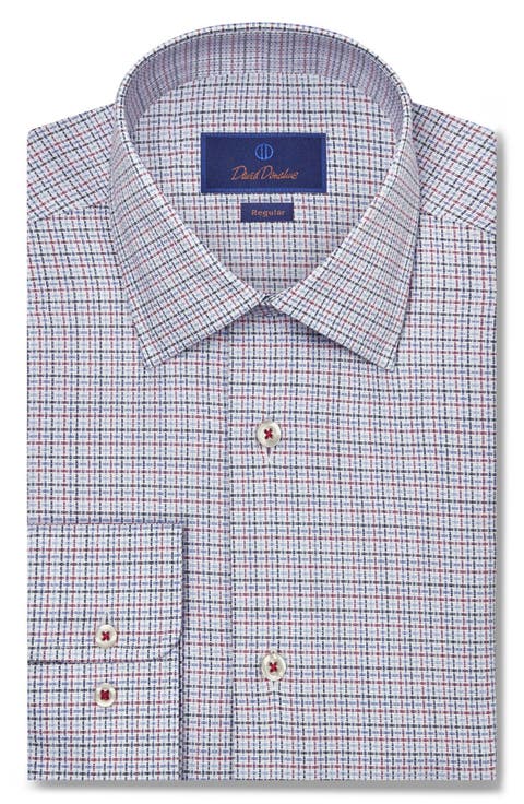 Regular Fit Microcheck Royal Oxford Dress Shirt