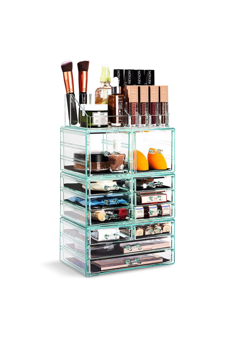 Black Clear Makeup & Jewelry Storage Case, Alternate, color, TEAL