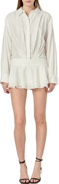 English Factory Ruffled Long Sleeve Micro-Mini Romper