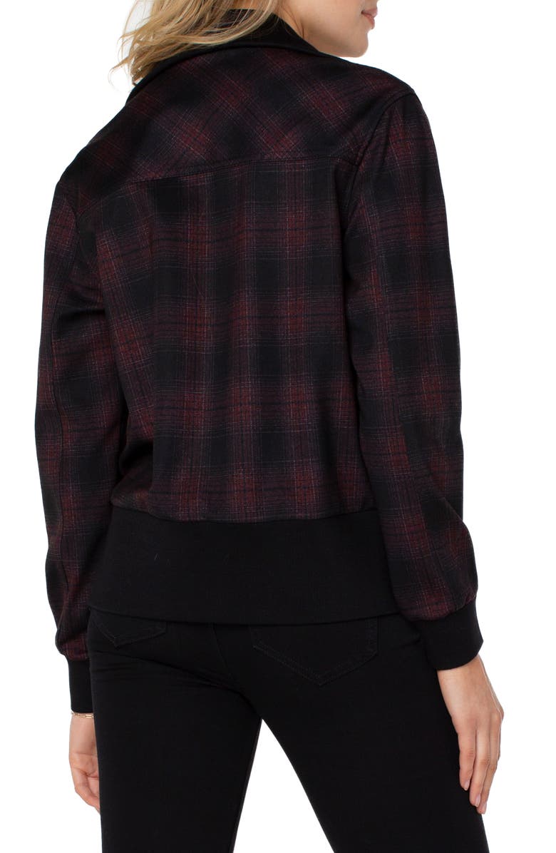 Liverpool Los Angeles Plaid Rib Collar Knit Bomber Jacket, Alternate, color, 