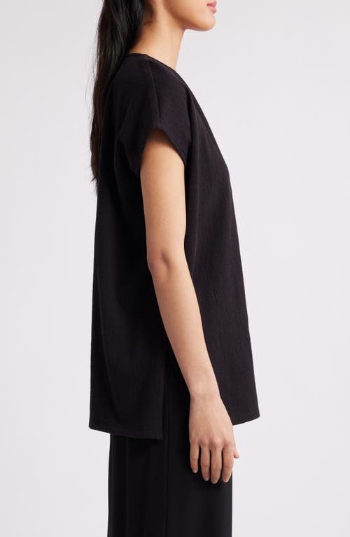 Eileen Fisher Crinkled Organic Cotton Jersey Tunic In Black