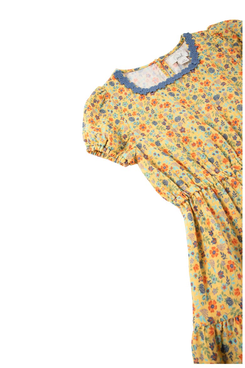 Kids' Floral Tiered Dress, Alternate, color, YELLOW PRINT