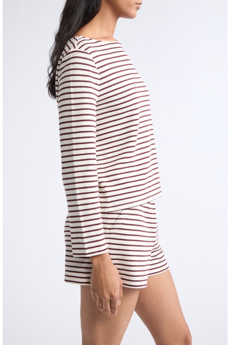 Hovey Stripe Stretch Cotton Boat Neck Top, Alternate, color, DOVE RAISIN