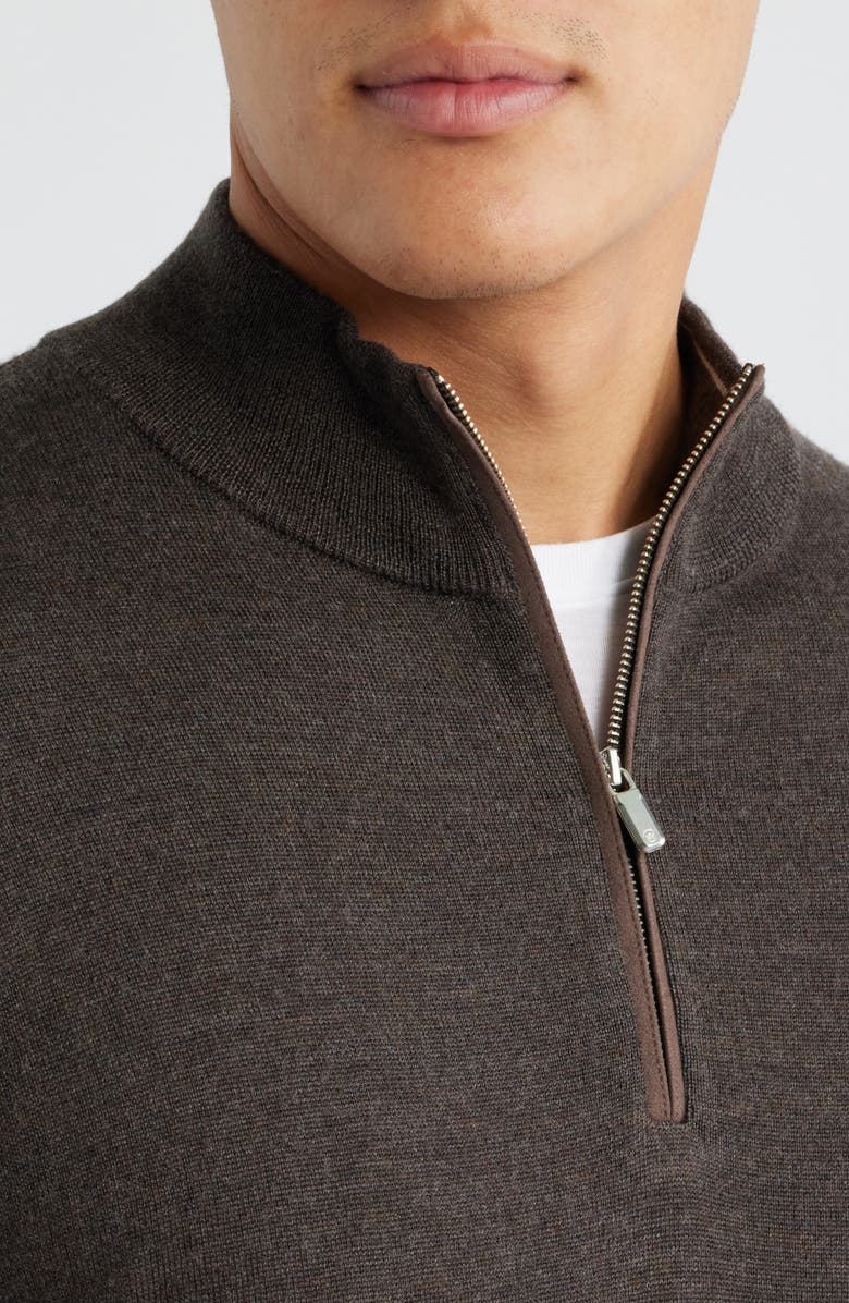 Peter Millar Autumn Crest Merino Wool Blend Quarter Zip Sweater, Alternate, color, French Press