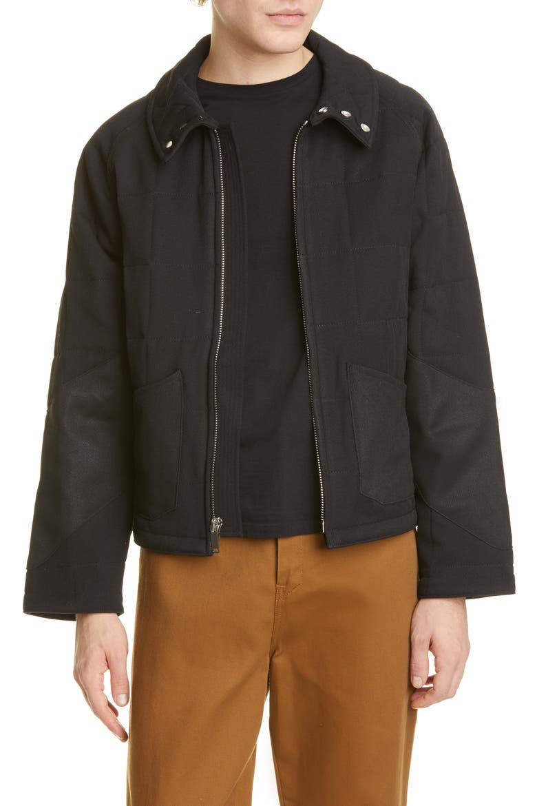 Quilted Wool Twill Jacket, Main, color, BLACK