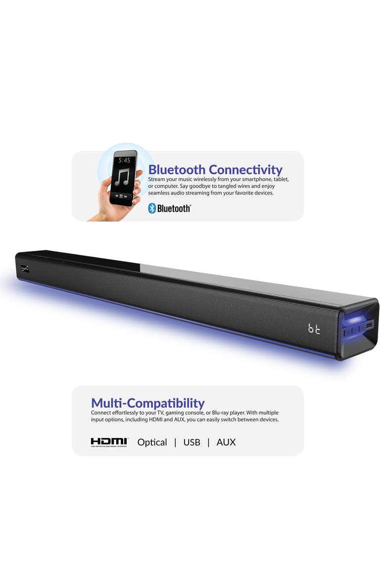2 Channel Bluetooth Soundbar with Ambient Lighting, Alternate, color, Black