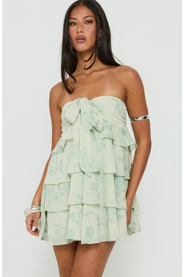 Kalari Strapless Tiered Minidress, Alternate, color, SOFT GREEN