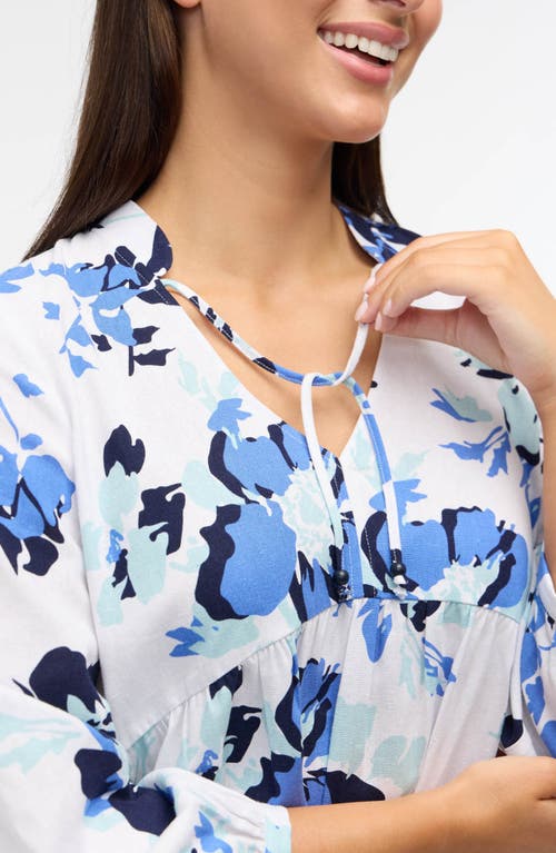 Ellen Tracy Floral Tiered Babydoll Dress In Azure Bouquet