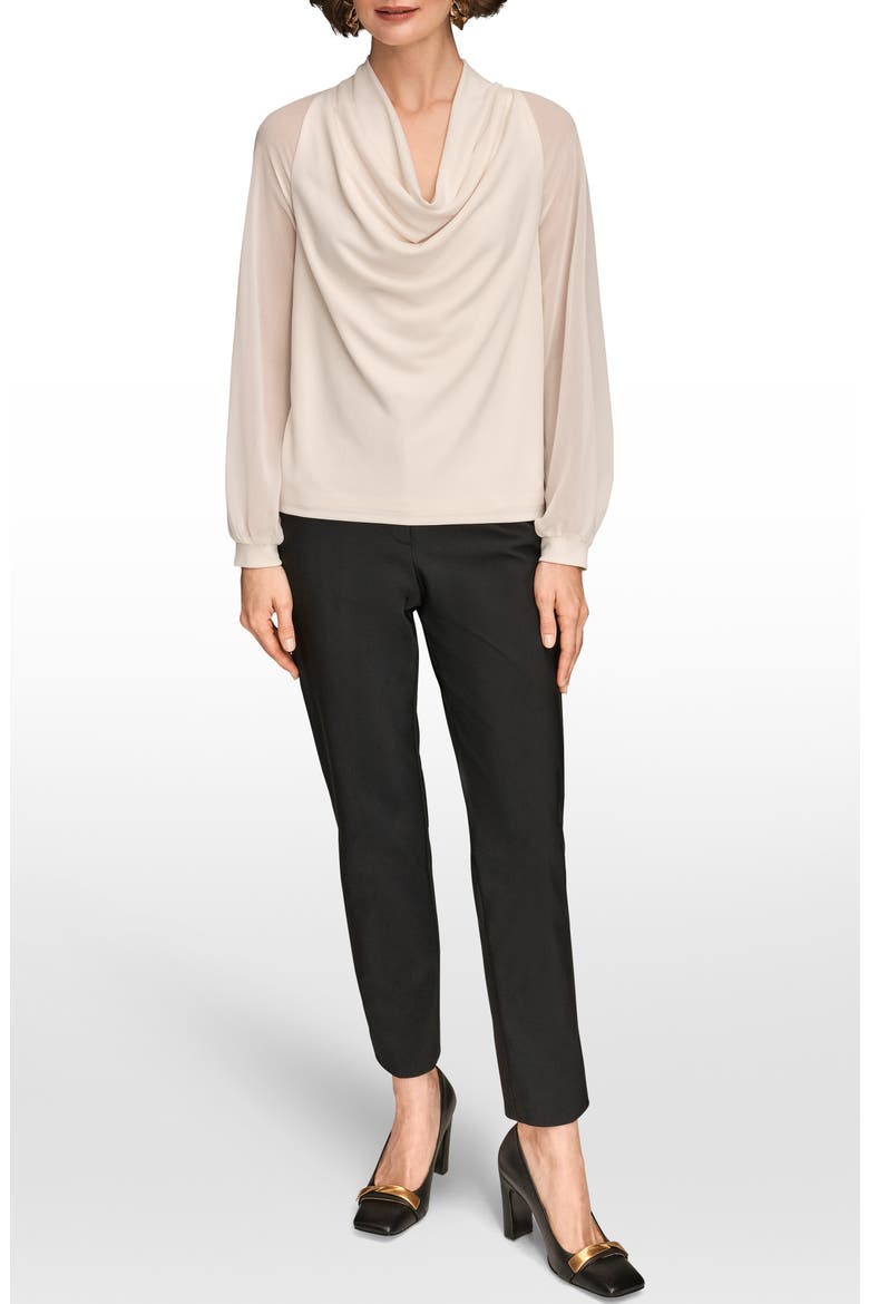 Sheer Sleeve Cowl Neck Top, Alternate, color, IVORY