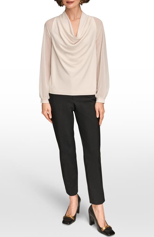 Donna Karan New York Sheer Sleeve Cowl Neck Top In Multi