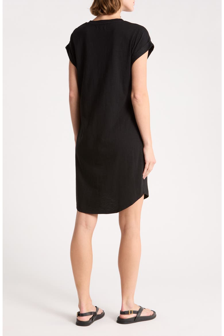 Roll Sleeve Slub T-Shirt Dress, Alternate, color, BLACK