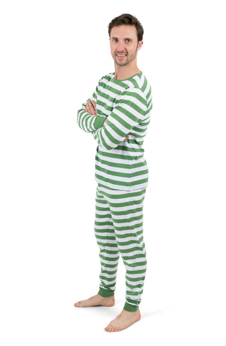 Leveret Men
s Cotton Striped Matching Family Holiday Pajamas, Alternate, color, Green
White