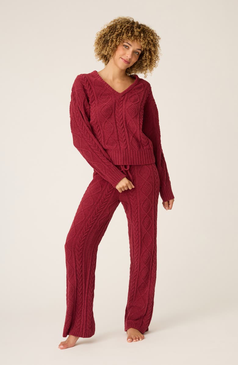 PJ Salvage Chenille Cable Knit Sweater, Alternate, color, Port