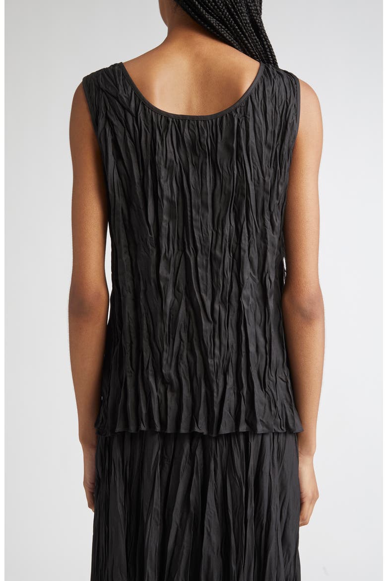 Scoop Neck Sleeveless Plissé Top, Alternate, color, BLACK