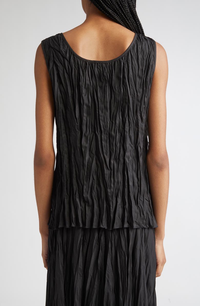 Lafayette 148 New York Scoop Neck Sleeveless Plissé Top, Alternate, color, Black