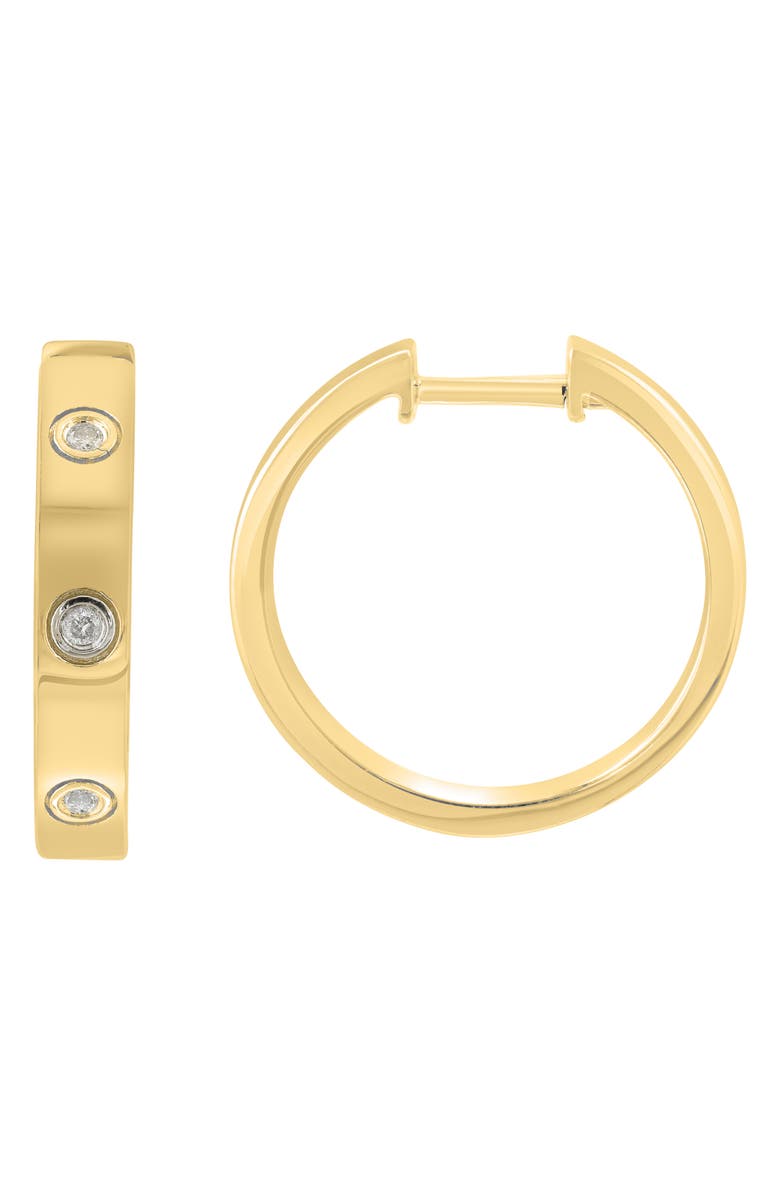 EFFY 14K Gold Plated Sterling Silver Diamond Huggie Hoop Earrings, Main, color, 