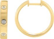 EFFY 14K Gold Plated Sterling Silver Diamond Huggie Hoop Earrings