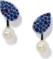 Nadri Rocco Petal Imitation Pearl Front/Back Earrings
