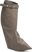 Rick Owens Taconaska Pointed Toe Leather Wedge Knee High Boot