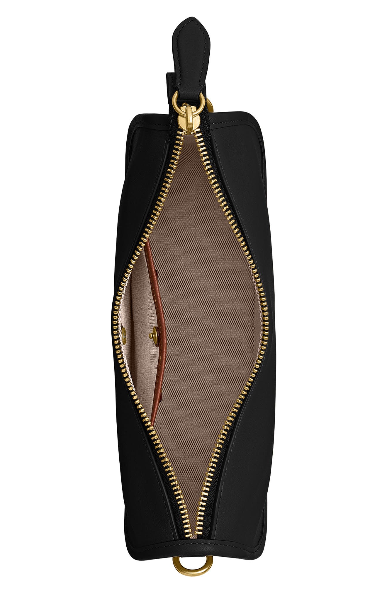 COACH Waverly Natural Grain Leather Shoulder Bag, Alternate, color, Black