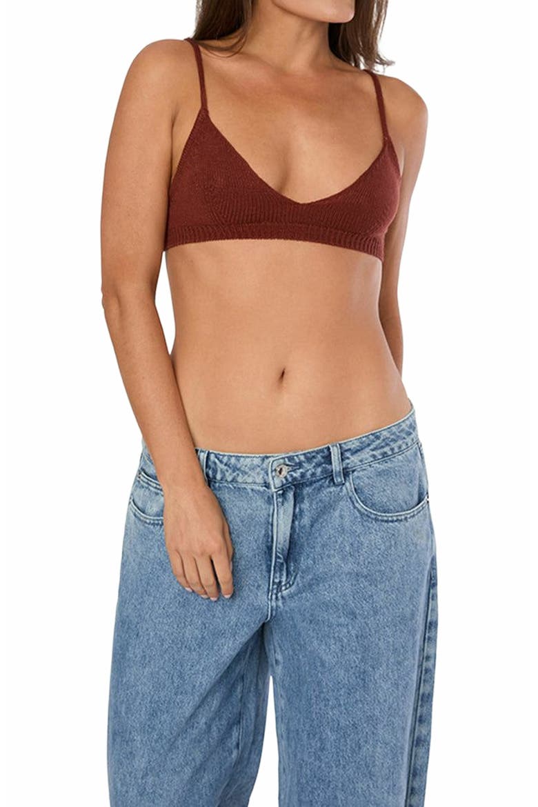 Sweater Bra Top, Alternate, color, CHESTNUT