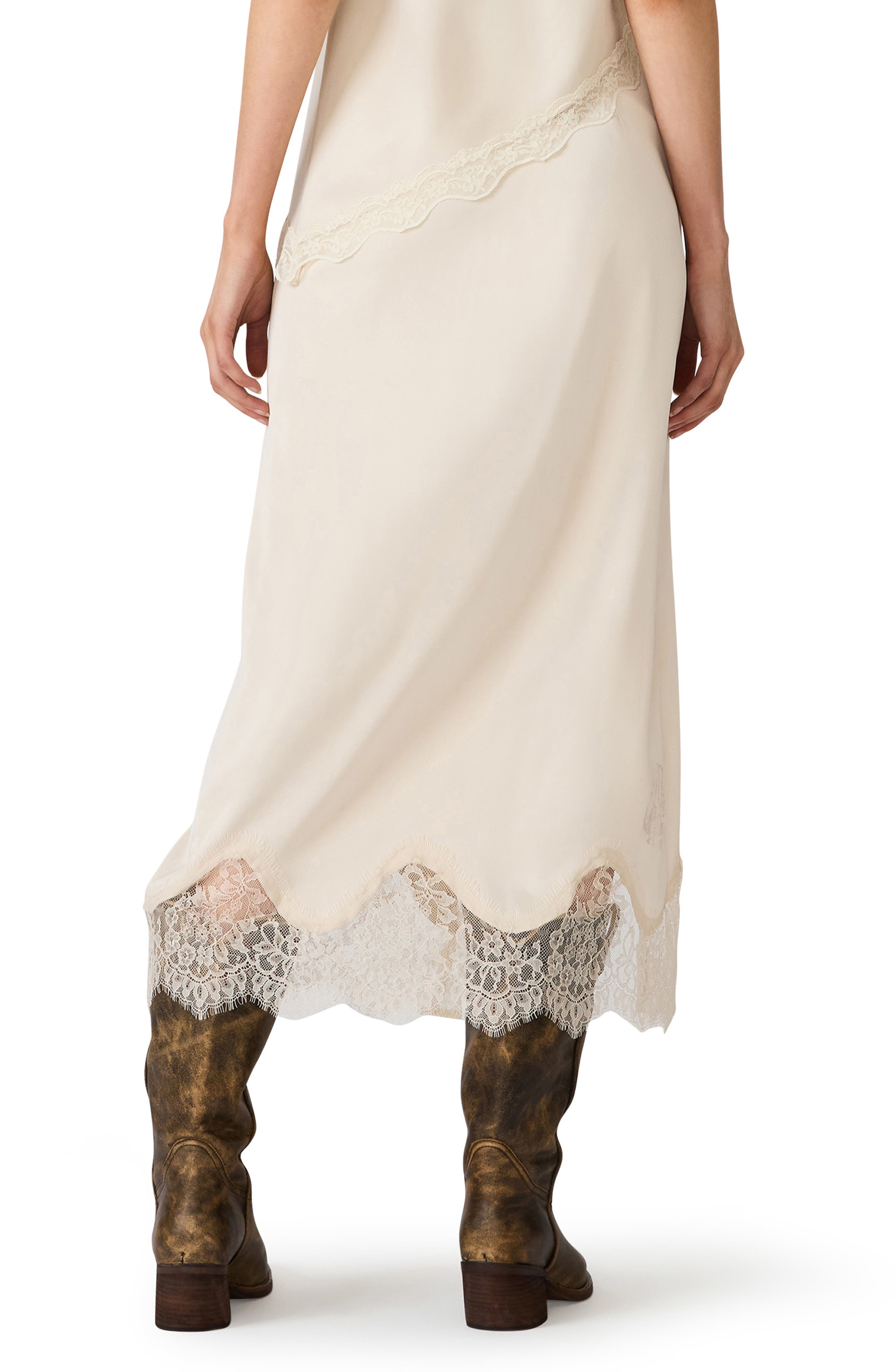 Lissandra Lace Trim Satin Maxi Skirt (Women) | Nordstrom