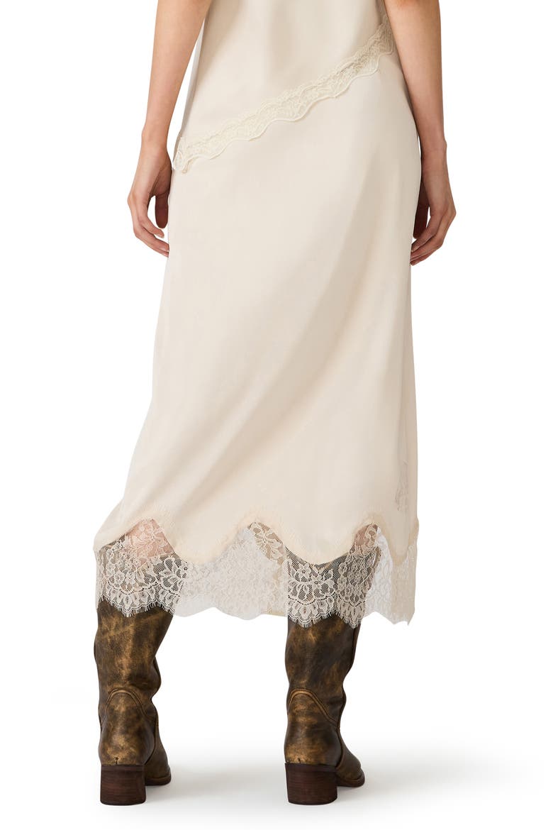 Lissandra Lace Trim Satin Maxi Skirt, Alternate, color, IVORY