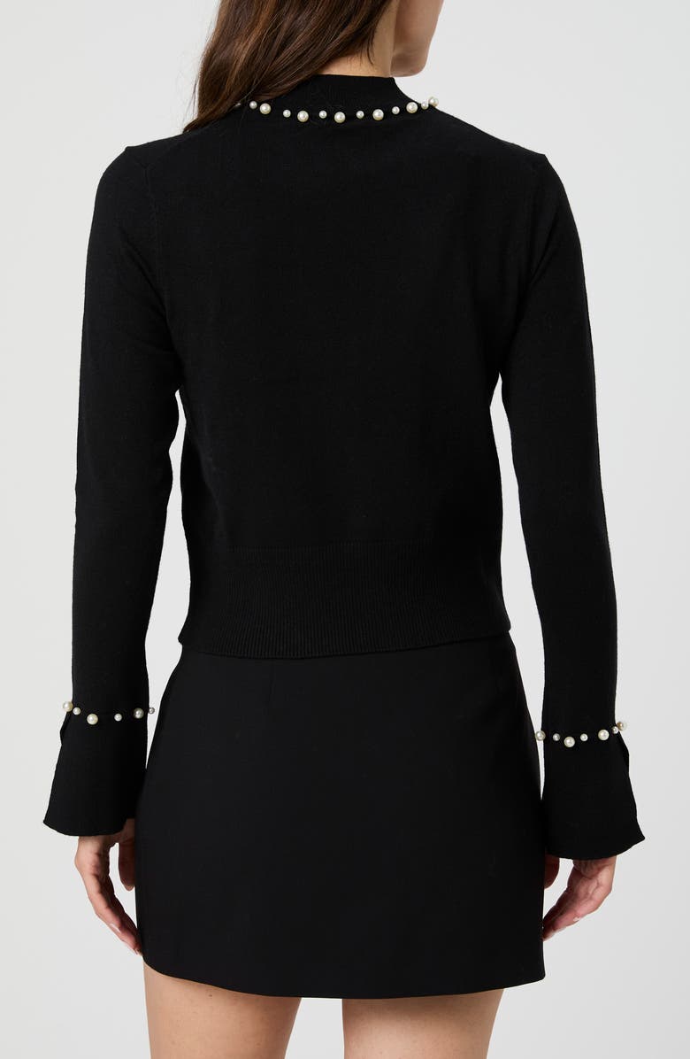 French Connection Faux Pearl Trim Turtleneck Sweater, Alternate, color, Black