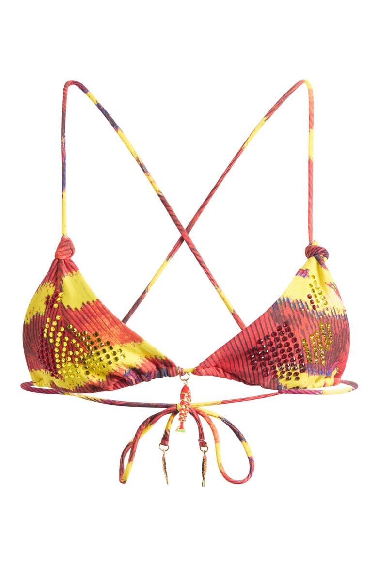 Diamante Crystal Embellished Fish Charm Bikini Top, Main, color, MULTI