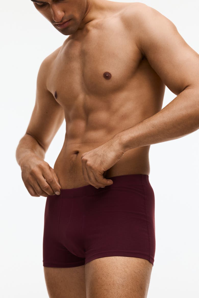 5-pack Cotton Short Trunks, Alternate, color, Burgundy/gray/black