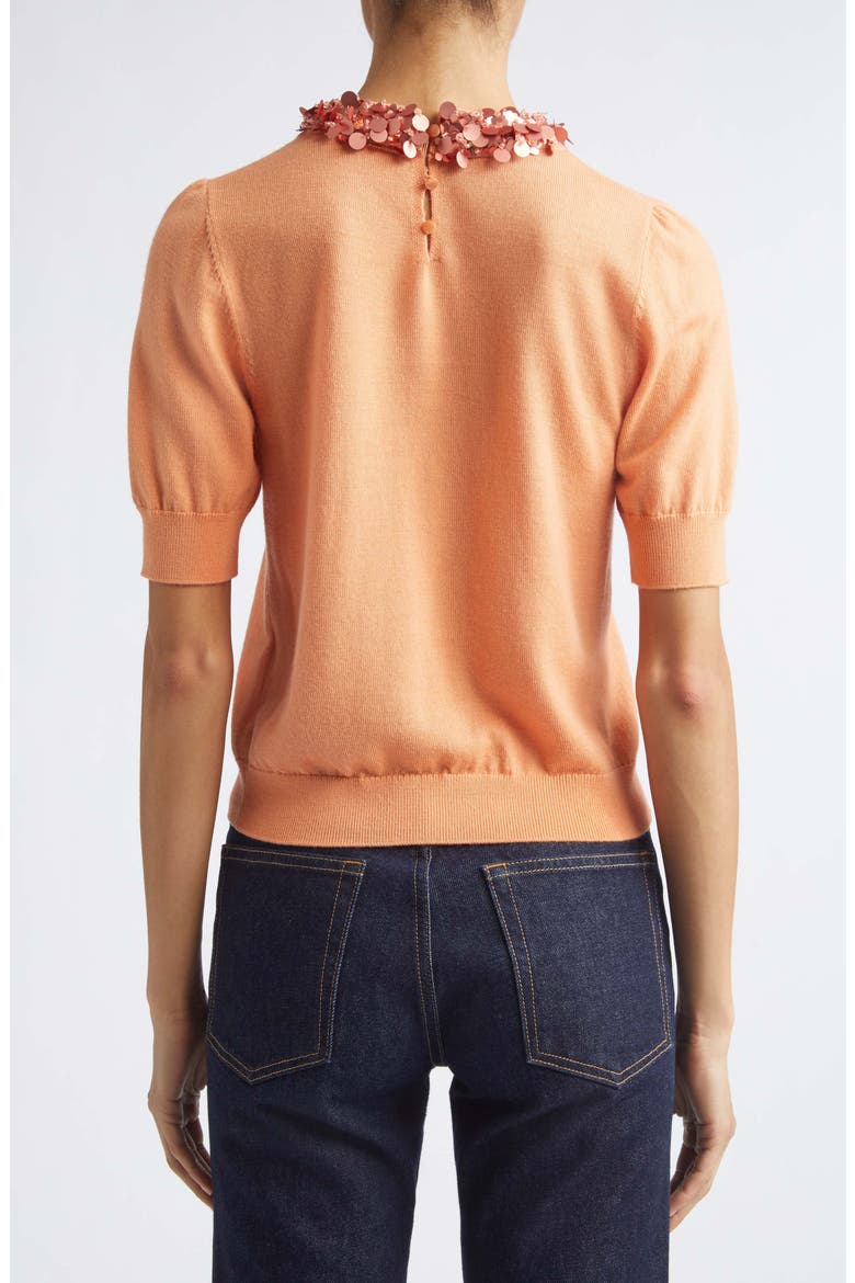 Jude Embellished Wool Sweater, Alternate, color, CORAL ORANGE