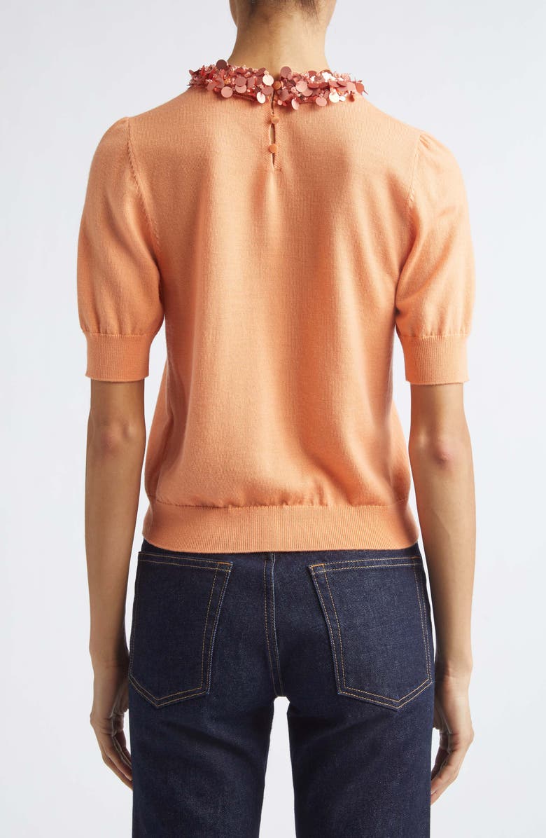 Ulla Johnson Jude Embellished Wool Sweater, Alternate, color, Coral Orange
