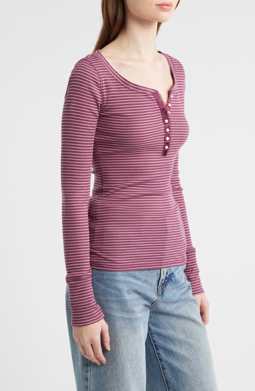 Lucky Brand Lace Trim Henley In Burgundy