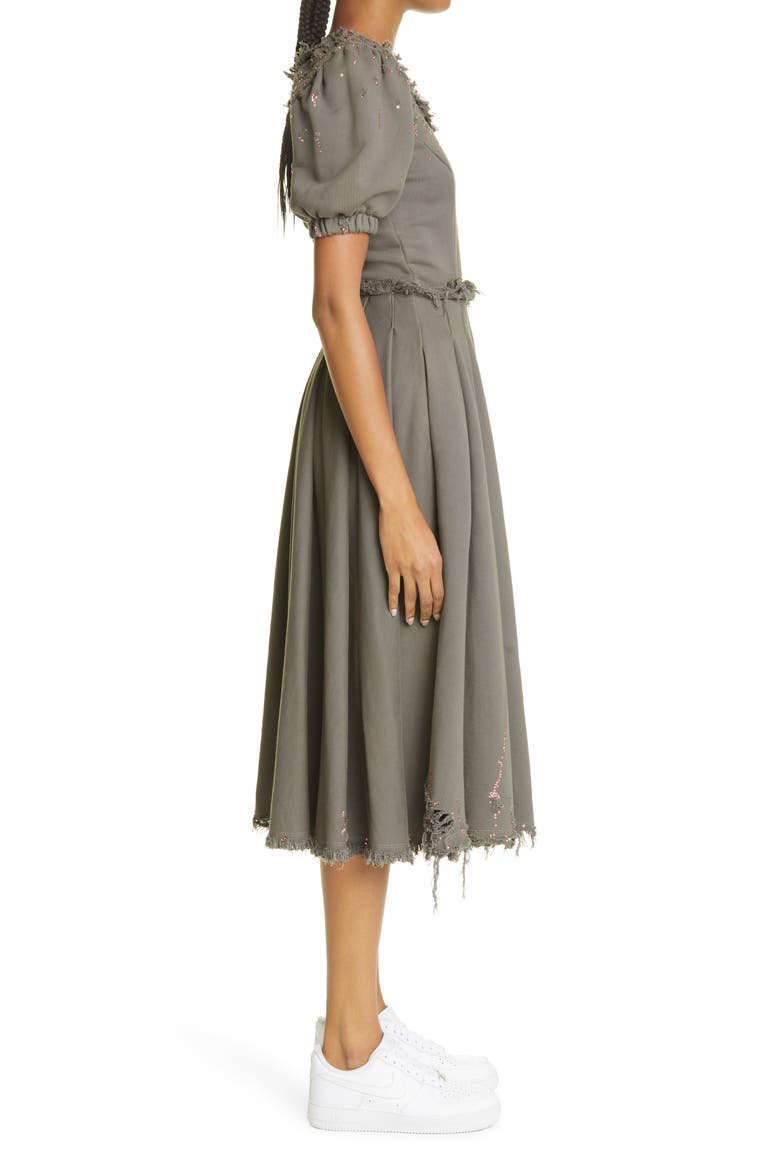 Crystal Embellished Puff Sleeve Dress, Alternate, color, GREY