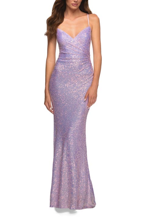 Sequin Long Prom Dress in Vibrant Bright Colors