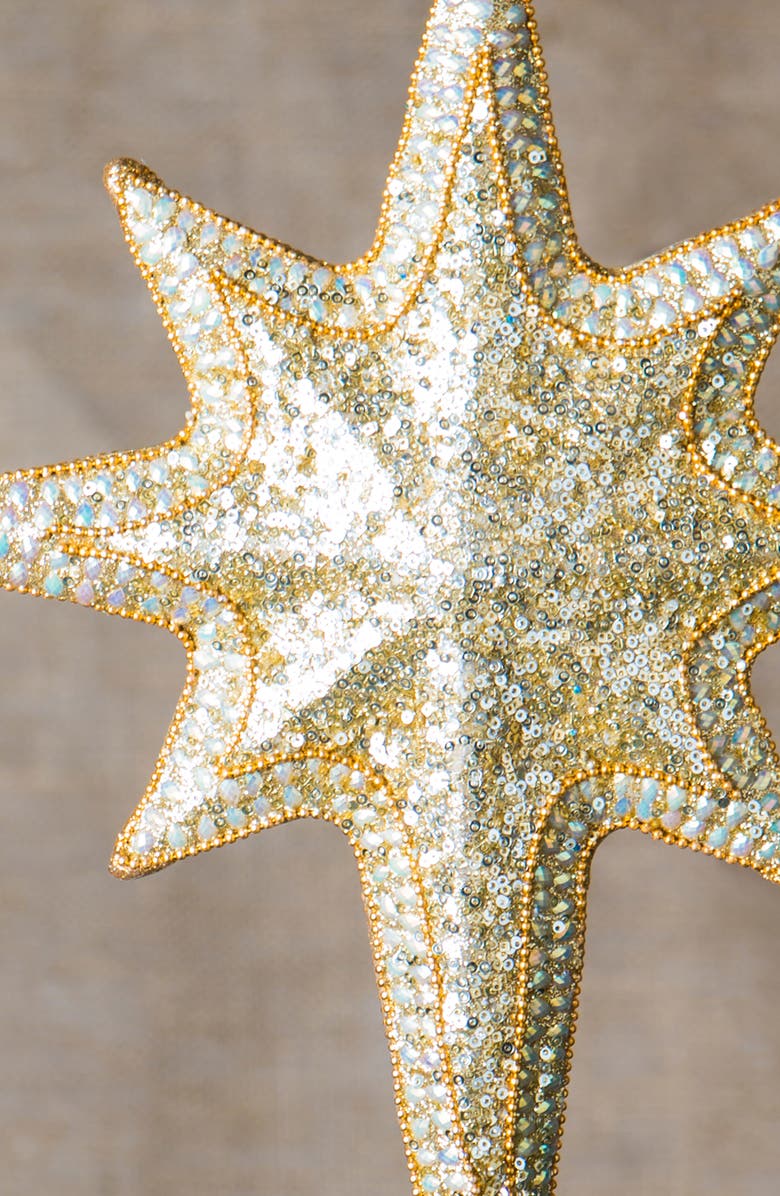 Balsam Hill Gold Bethlehem Star Beaded Tree Topper, Alternate, color, Gold
