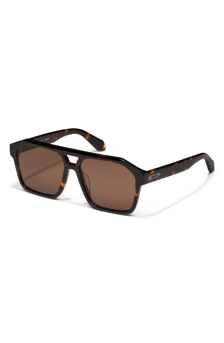 QUAY Soundcheck 57mm Gradient Aviator Sunglasses, Alternate, color, Dark Tort/ Brown