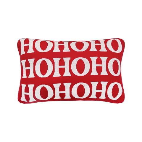 Ho Ho Ho Reversible Knitted Christmas Throw Pillow, 14" x 22"