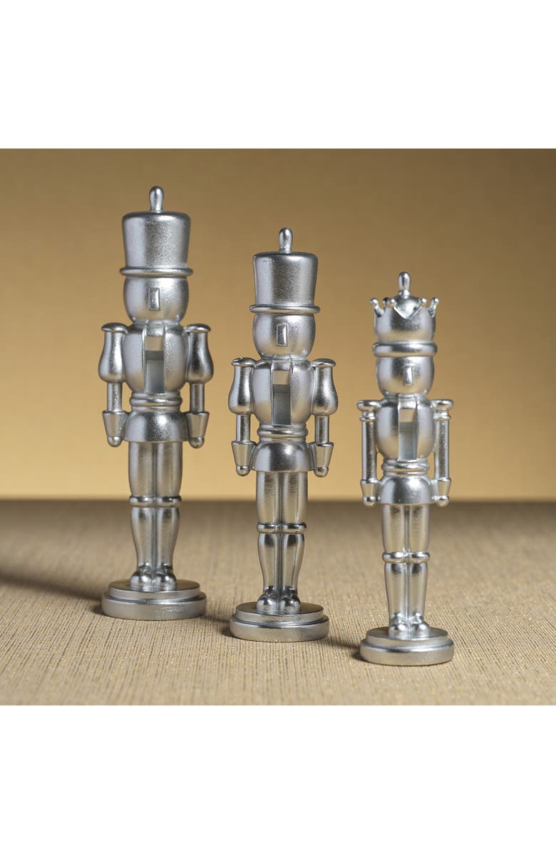 Zodax Hartwin Set of 2 Metallic Nutcracker Figurines, Alternate, color, Silver
