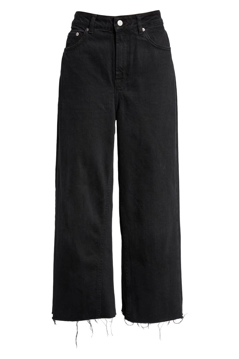 High Waist Wide Leg Crop Jeans, Alternate, color, WASHED BLACK
