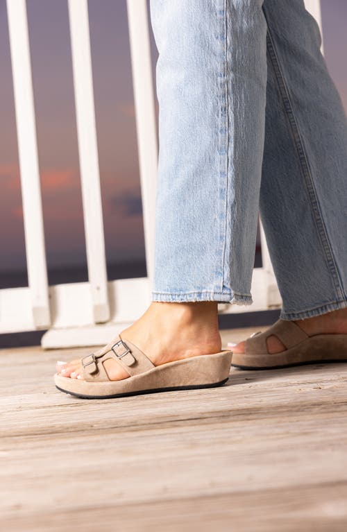 L'amour Des Pieds Careena Wedge Slide Sandal In Taupe