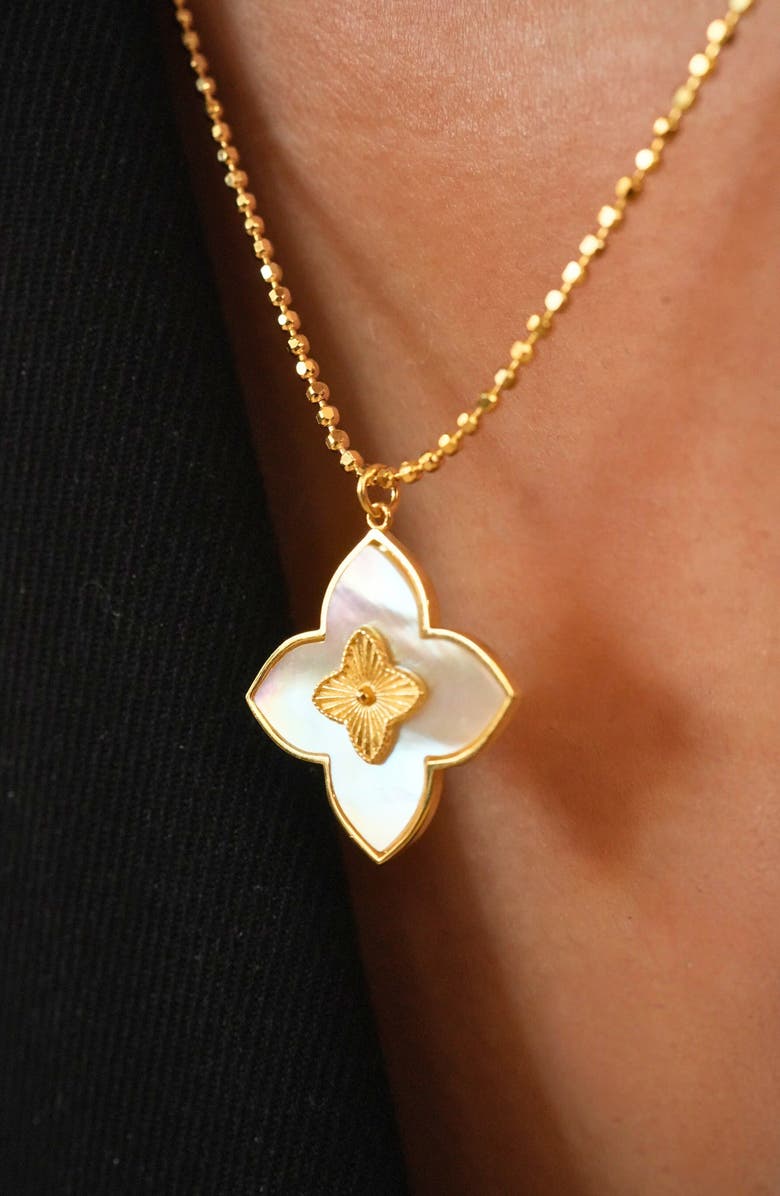 Argento Vivo Sterling Silver Ball Chain Clover Pendant Necklace, Alternate, color, Gold