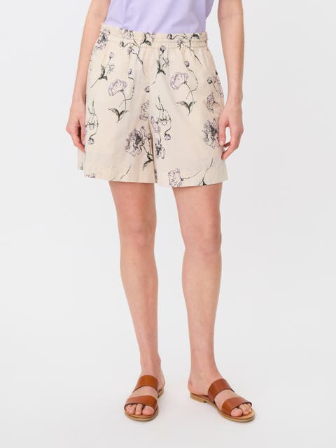 Mapeyora Crinkle Cotton Floral Shorts