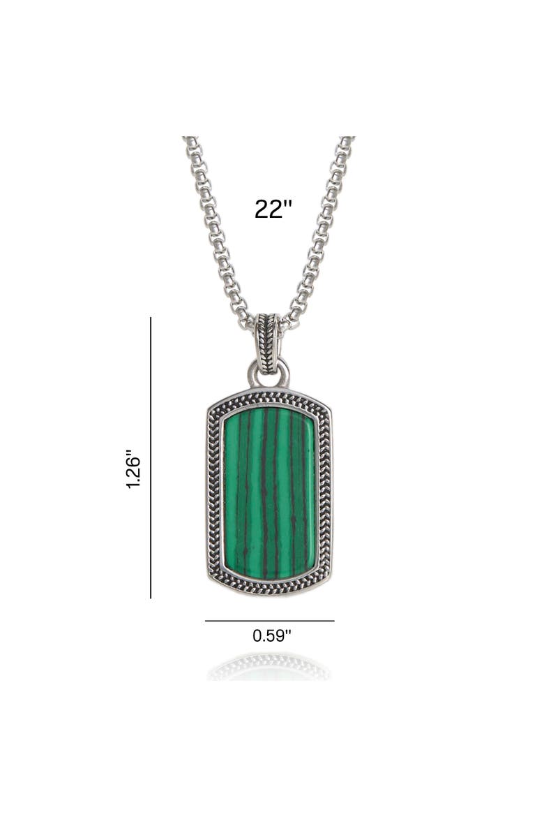 Mens Stainless Steel Necklace with Malachite Green Pendant, Alternate, color, Green