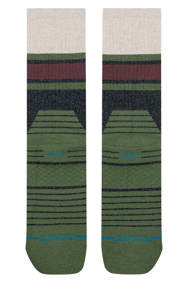 Half Mast Hike Crew Socks, Alternate, color, GREEN/ BLACK MULTI